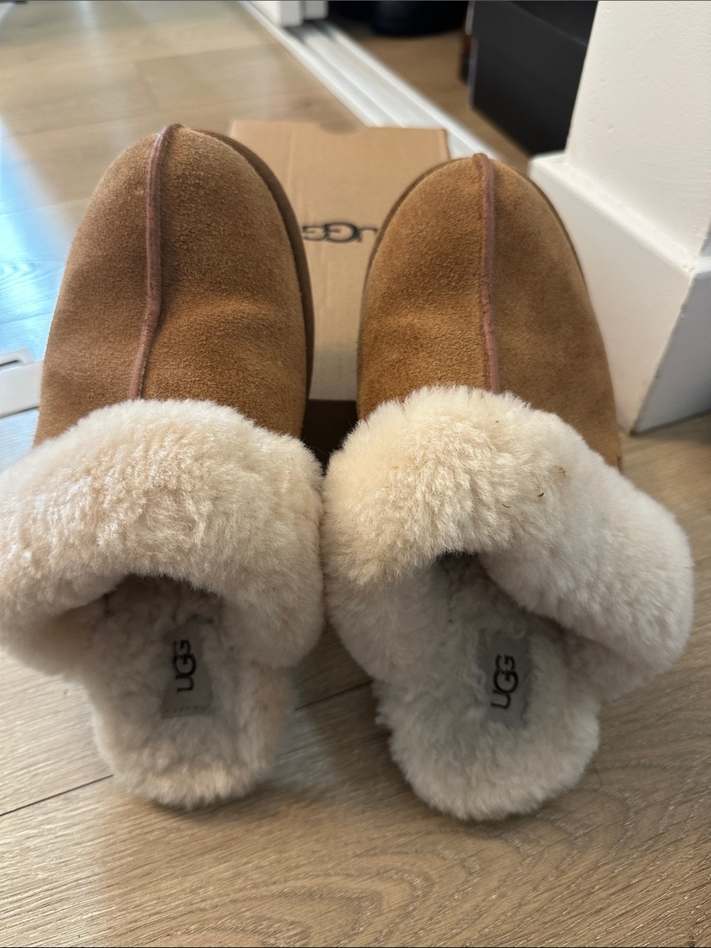 UGG Chestnut Suede Shearling Cuff Women's Slippers